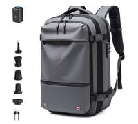 FAFAKO Travel Backpack, Vacuum Backpack With Vacuum Pump, 60L Backpack With Large Capacity, Waterproof, Expandable Travel Backpack With Combination Lock, Divided Storage Design(Gray,Air Pump)