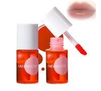 Fafamoon Long Lasting Lip Gloss - 4 Colors Fruit Juice Lip Tint Set,Mini Liquid Water Tint,Waterproof Lip Stain,Multi-Use Lip And Cheek Tint,Non-Sticky Moisturizing Lip Stain (2 * 01#Apple)