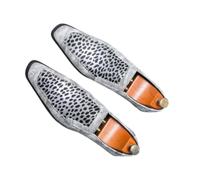 FAFBV Mens Loafers Low Block Heel Casual Slip On Shoes | PU Insole,Rubber Sole,Stitch Detail,Leopard Print,Gradient Patchwork,Blue White,Panelled Face,Spring Summer