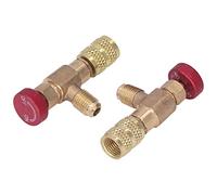 Fafeicy 1/4 SAE 5/16 SAE Refrigerant Charging Valve Adapter Brass R410A Refrigeration Control Valve with Male Female Thread for HVAC AC Manifold