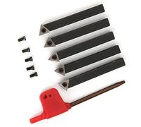 Fafeicy 1/4in 5Pcs Indexable Turning Tool Set 60 75 90 Degree Carbide Lathe Tools for Facing Boring Chamfering with Hardwood Storage Box