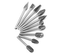 Fafeicy 10Pcs Tungsten Steel File Milling Cutter, Reaming Grinding Head Carving Router with Double Groove, for Mold Manufacturing Mechanical Chamfering Welding Scar Polishing