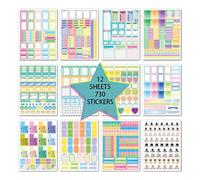 Fafeicy 12 Sheets Essentials Planner Sticker Weekly Daily Schedules Sticky Notes for Calendar Journal Decoration
