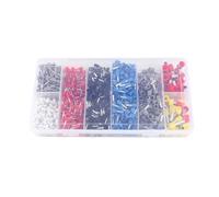 Fafeicy 1250pcs Tube Type Terminal Set Heat Proof High Temperature Resistant 0.25-10MM2 Spade Terminal Set Fork with PVC Terminals Storage Case for