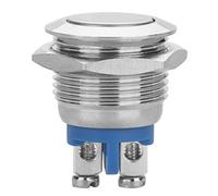 Fafeicy 16mm Metal Push Button Switch IP65 2Pin Flat Convex Head for Car Circuit Industrial Control (Flat Head)