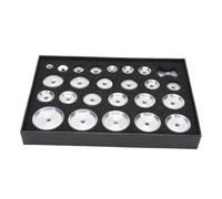 Fafeicy 25Pcs Watch Case Press Die Kit Aluminum Flat Round Butterfly Dies for Watch Repair Maintenance Professional Tool with 12 to 44mm Sizes