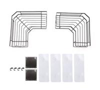 Fafeicy 2PCS Corner Shower Shelf, Adhesive Wall Mounted L Shaped Shower Storage Rack with Hooks and Hanging Basket, for Bathroom Kitchen Organization (Black 2 Sets with Cup)