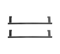 Fafeicy 2pcs Towel Rack Black Hangable Towel Holders Punch Nail Cabinet Door Towel Rack 430 Stainless Steel Over The Door Towel Bar for Home Hotel(36CM)