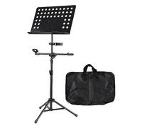 Fafeicy 3-in-1 Portable Sheet Music Stand, Metal Adjustable Tripod Music Stand with Phone and Microphone Holder for Musicians and Streaming