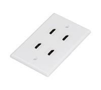 Fafeicy 4 HD Multimedia Interface Wall Plate, US Standard ABS Outlet Panel | 4-Port Keystone Insert, 18Gbps Bandwidth, 4Kx2K Resolution, ARC/eARC Audio Bypass, Home Theater AV Receiver Mount