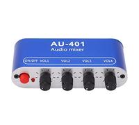 Fafeicy 4 Input 1 Output Stereo Mixing Audio Mixer, Aluminum Shell, Easy Operation, with 3.5mm Headphone Socket, For Various Audio Equipment