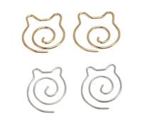Fafeicy 4 Pieces Spiral Cable Knitting Needle Set, Metal Cat Ear Stitch Holders for Scarves and Shawls (Gold and Silver)