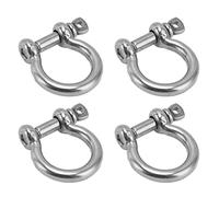 Fafeicy 4Pcs Screw Pin Anchor Shackle, 304 Stainless Steel D Ring Bow Shape Anchor Load Clamp for Mining Equipment Forestry Machinery Land Transportation(M8), Chain