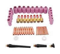 Fafeicy 51pcs TIG Consumables Kit, Ceramic Material, High Performance Tungsten Electrodes, Compatible with WP 17/18/26, Perfect for Professional Welding Projects