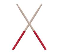Fafeicy 5A Anti Slip Drumstick, Maple Wood Drumsticks with Anti Slip Sleeve Wrapped Handle, 1 Pair for Drum Set Accessories, Smooth Surface, Triangular Tip, Small Point of Contacts (Red)