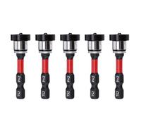 Fafeicy 5Pcs Magnet Drywall Screw Setter Bits, Adjustable Depth PH2 Position Bits, Removable Aluminum Collar, S2 Steel Hex Shank, Ideal for Plasterboard Screw Installation and