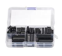 Fafeicy 66Pcs IC Chip Socket, Double Row Flat Straight Pins Insulated Plastic IC Assortment Kit, with Storage Box, for PCB Circuit Board Automotive Electrical Internet Wire Connections