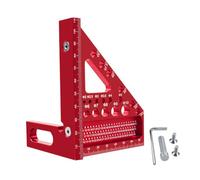 Fafeicy Aluminum Alloy Multi Angle Measuring Ruler, 3 Sided Imperial Scales with Adjustable Drawing Pin for 22.5 30 45 60 67.5 75 Degrees, for Engineer Carpenter Woodworking DIY (Red)