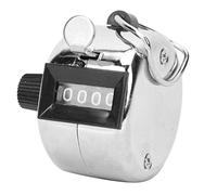 Fafeicy BERM Hand Tally Counter Handheld Counting Tool Clicker 4-Digit Silver Aluminum Alloy with Hook and Plastic Knob Reset for Statistics Traffic Attendance