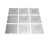 Fafeicy BGA Reballing Stencils HighQuality Silver Template 9Pcs for Laptop CPU Repair Tools, 90x90mm Universal Steel, North and South Bridges