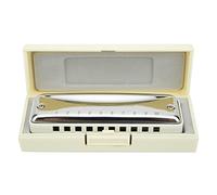 Fafeicy Blues Harmonica 10 Holes Stainless Steel Mouthorgan Bb Key for Beginners and Professionals with User Manual and Harmonica Cloth Bag (White)