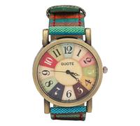 Fafeicy Bohemian Multicolour Women Watch Brass PU Leather Button Battery Birthday Party Gifting (Blue)