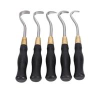 Fafeicy Bonsai Carving Tool Set Alloy Steel 5 Widths Wood Handle | Canvas Wrapping, Bark Removal, Deadwood Shaping, Trunk and Branch Use, 185mm Length, Tree Compatibility