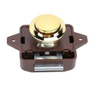 Fafeicy Cabinet Push Button Latch, Keyless Lock with Secure Design for RV Motorhome Yacht, Easy Installation and Minimalist Look (Brown Base Gold)