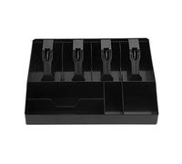 Fafeicy Cash Register Drawer Insert Tray, Plastic Money Box with 4 Bill Compartments, Ideal for Small Businesses and Manual Tills (Black)