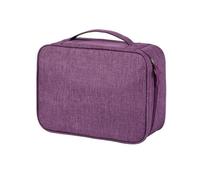 Fafeicy Cationic Nylon Travel Cable Organizer Bag with Elastic Rope Fixed Separated Space for Charger Hard Drive Earphone Power Bank Phone (Purple)
