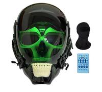 Fafeicy Cosplay Skull Luminous Helmet, Voice Controlled with Adjustable Brightness Cyberpunk Design 10 Brightness Levels USB Rechargeable, for Music Festivals