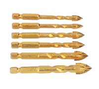 Fafeicy Cross Spearhead Drill Bit Set Carbide Ceramic Drill Bit 6Pcs Hex