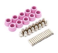 Fafeicy Cutter Nozzle Kit Ceramic Shield Cup Electrode Nozzle Set 40PCS 0 to 60A with 15 Electrodes 15 Nozzles 10 Cups for Torch Cutting Users