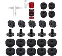Fafeicy Cymbal Replacement Parts Kit Hi Hat Clutch Cymbal Stand Felts Sleeves Plastic Nuts Drum Key for Drum Set Protection (26Pcs Accessories)