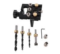 Fafeicy Doweling Jig, Aluminum Alloy Self Centering Drill Guide with 6mm 8mm 10mm Drill Bits and 12mm Eccentric Wheel, for Woodworking Furniture Assembly T Joint L Joint Connections