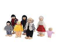 Fafeicy Family Doll Figures Pine Miniature People Toy Set Ornament Educational Dollhouse Accessory for Kids (New puppet 7-piece)
