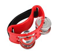 Fafeicy Foot Tambourine Material Bright Sound Ergonomic Design Suitable for All Musicians with Metal Jingle Bell for Drum Guitar Playing (Red)
