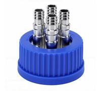 Fafeicy GL45 Solvent Storage Bottle Cap 4 Port 304 Stainless Steel Interface Large Size 8-10mm for Liquid Mobile Phase Sampling Bottles