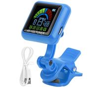 Fafeicy Guitar Clip On Tuner, USB Rechargeable Violin Ukulele Tuner with Accurate Color Display and Flexible Clip Suitable for Guitar, Bass, and Violin (AT-102 blue)