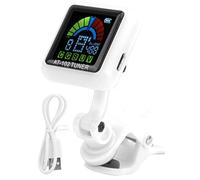 Fafeicy Guitar Clip On Tuner, USB Rechargeable Violin Ukulele Tuner with Accurate Color Display and Flexible Clip Suitable for Guitar, Bass, and Violin (AT-102 white)