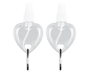 Fafeicy Hand with Clamp/Holder Portable Refillable Container 50ml Clear Keychain Bottle for Travel Toiletries Hand Soap Body Wash (Spray heart shape)