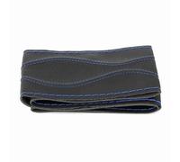 Fafeicy Leather Steering Wheel Cover Hand Stitching Wrap Embossed Leather DIY Cover 15 Inch Universal Fit Comfortable Grip Interior Upgrade for Drivers (Black Blue)