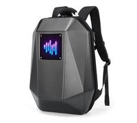 Fafeicy LED Backpack Large Capacity Hard Smart Backpack with USB Port and LED Display for Outdoor Cycling Motorcycle Matte Black