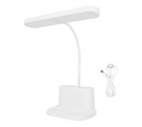 Fafeicy LED Desk Lamp Stepless Dimmable 3 Colors Touch Control Flexible Gooseneck USB Rechargeable LED Reading Light with Pen Holder Phone Stand for Study Office Home White