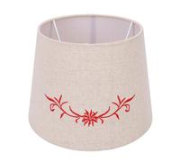 Fafeicy Linen Fabric Lampshade Set of 2 with Hand Embroidered Design for E27 E14 Lamp Holders Bedroom Living Room 8.5x6.5in Natural Beige (Red)