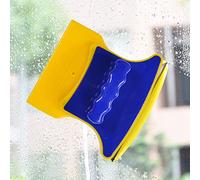 Fafeicy Magnetic Glass Cleaner Double Sided Window Cleaning Tool ABS Window Wiper for Single Pane Glass Under 6 Mm with 2 Cotton Pads for Kitchen Bathroom Shower Screen Mirror