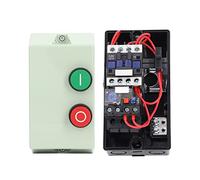 Fafeicy Magnetic Starter IP55 Waterproof Flame Retardant Switch Box, Single Phase 220V 230V 3 Phase 380V 400V, 9-13A, Push Button, Green, Manual