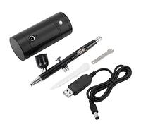 Fafeicy Mini Air Compressor Airbrush Kit - Aluminum, Dual-action, Dual Trigger, Portable, USB Chargeable - Black - Art Supplies