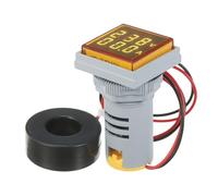 Fafeicy Mini Digital AC Volt-Ammeter Voltmeter Ammeter 60-500V 0-100A 3-Digit LED Display Square Panel Signal Indicator with Cylindrical Body for Power Machinery Telecom Mining (Yellow)