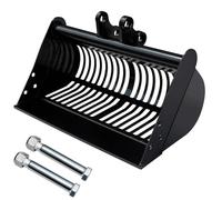 Fafeicy Mini Excavator Screening Sieve Bucket 600mm 23.6 Inch Width for Sand Soil Rock Filtration Excavator Attachments